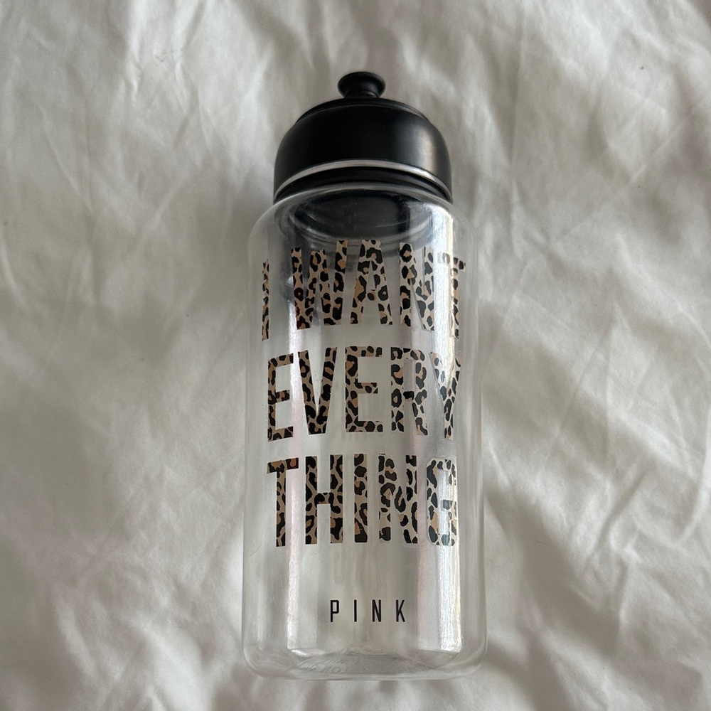PINK Victoria's Secret Plastic Water Bottle with Leopard Print